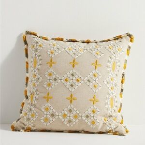 Anthropologie Georgia Cotton Embroidered Pillow